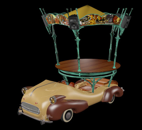Image 3D rendu de la Tuchmobile réalisé avec Blender