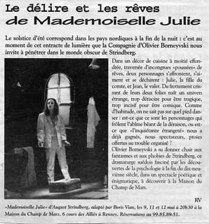 Presse pour Mademoiselle Julie